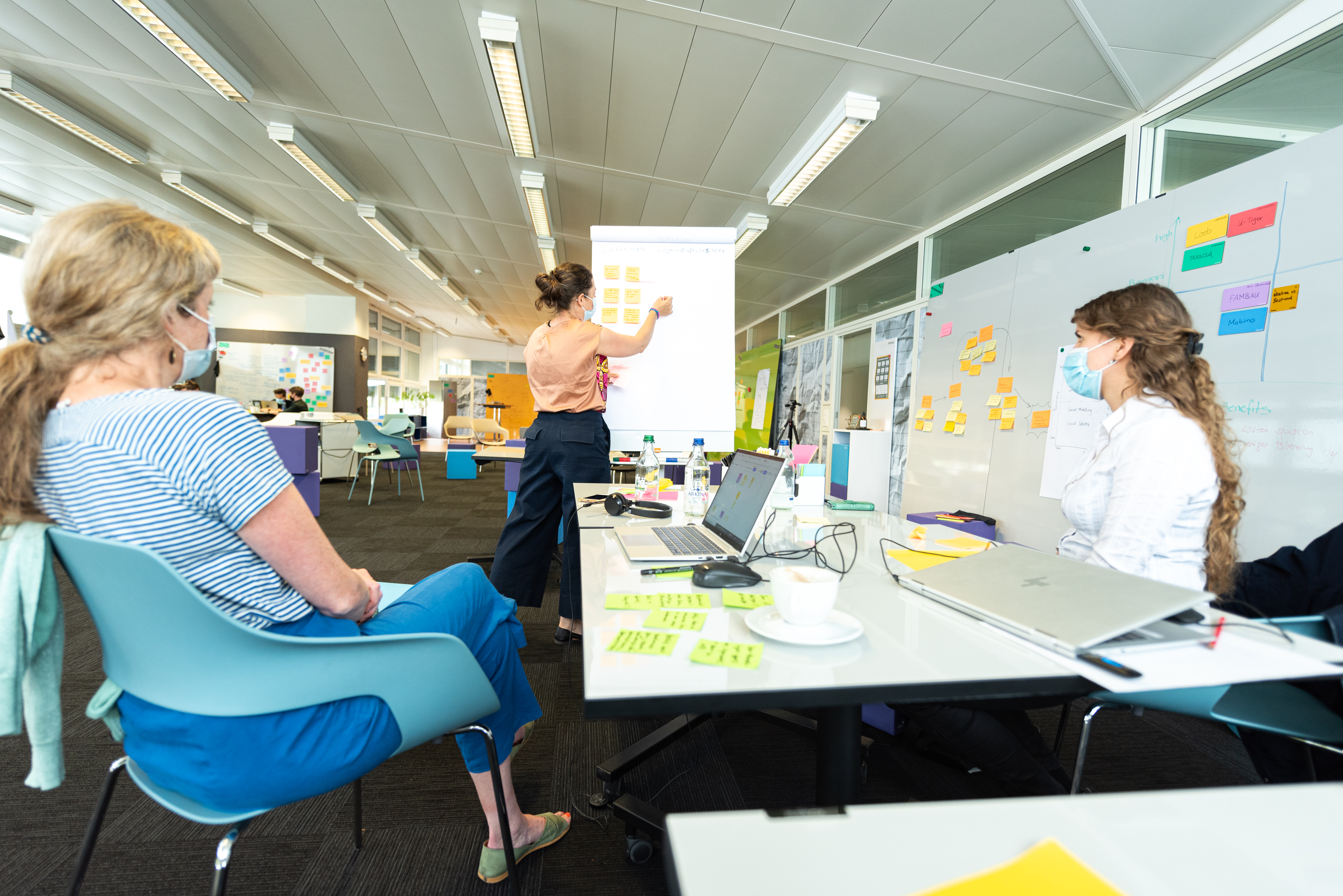 Das Projektteam erarbeitet am Flipchart zusammen das Vorgehen